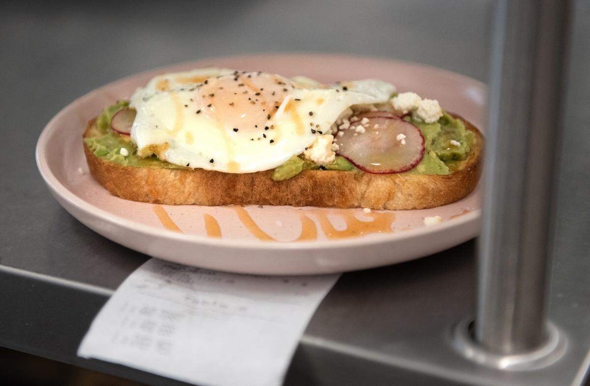 Avocado toast with egg at Relish eatery on Main Street in Escalon, Calif., Tuesday, March 21, 2023.