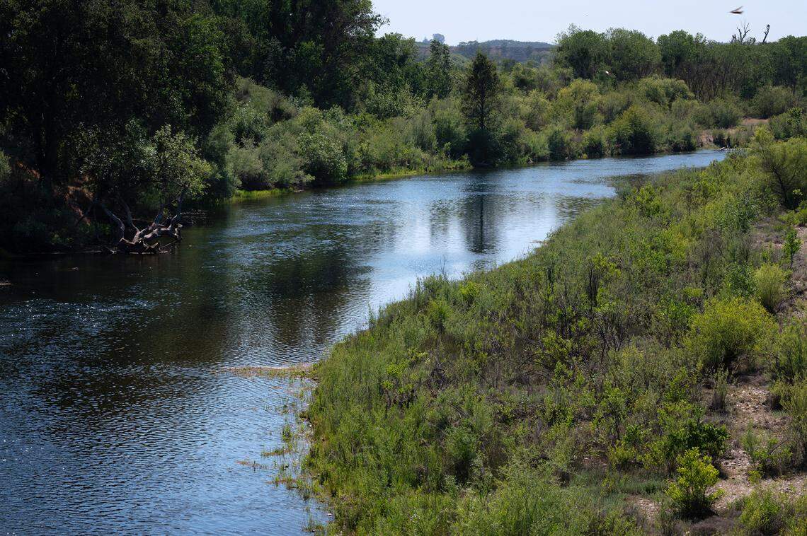 The Tuolumne River flows through Roberts Ferry Calif., on Tuesday, May 24, 2022.