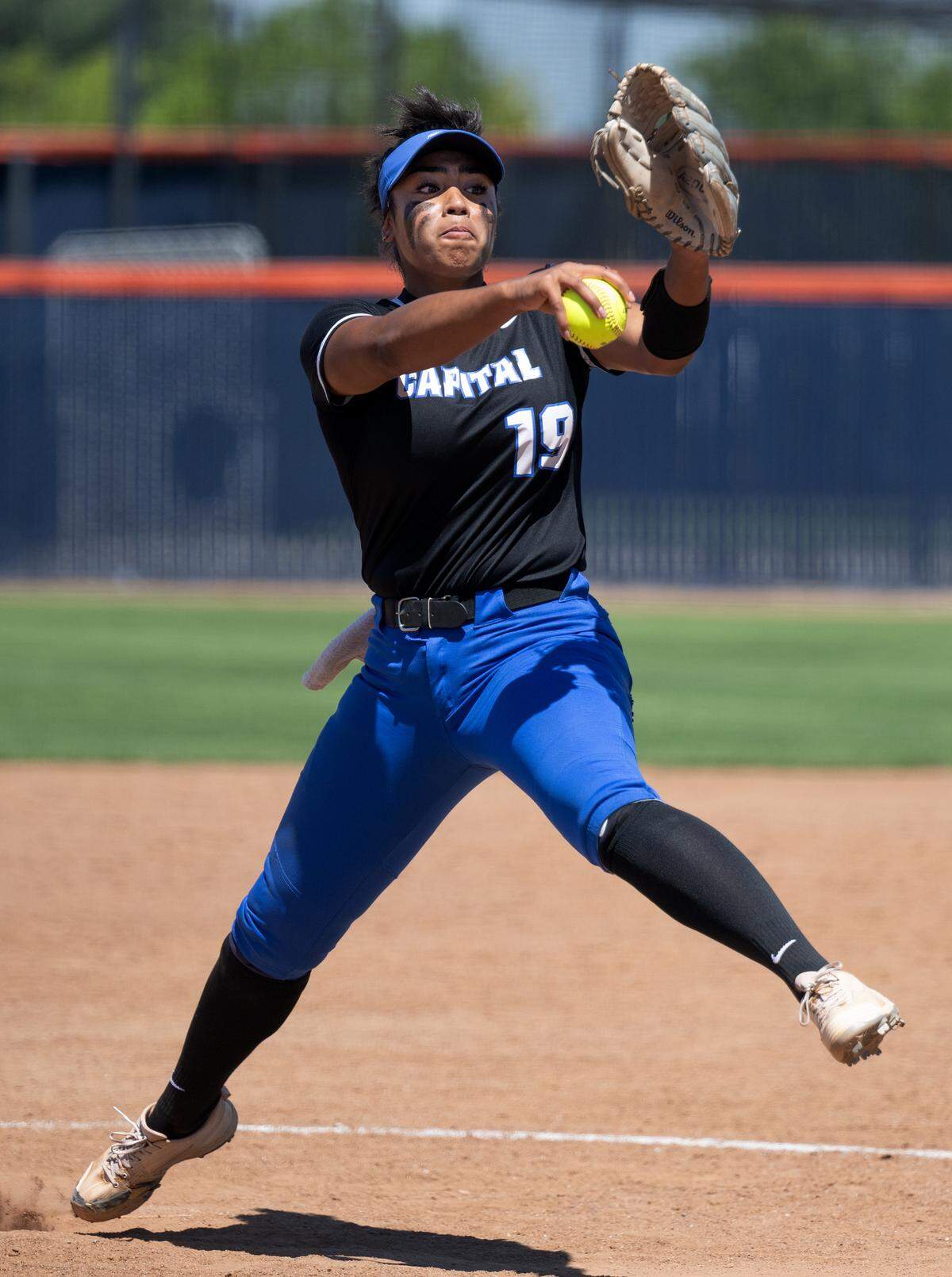 Capital Christian pitcher Ayla Tuua, seen during the May 2024 Sac-Joaquin Section D-III softball championship game at Cosumnes River College in Sacramento, struck out 21 in a game last Thursday night against the Rio Linda Knights.