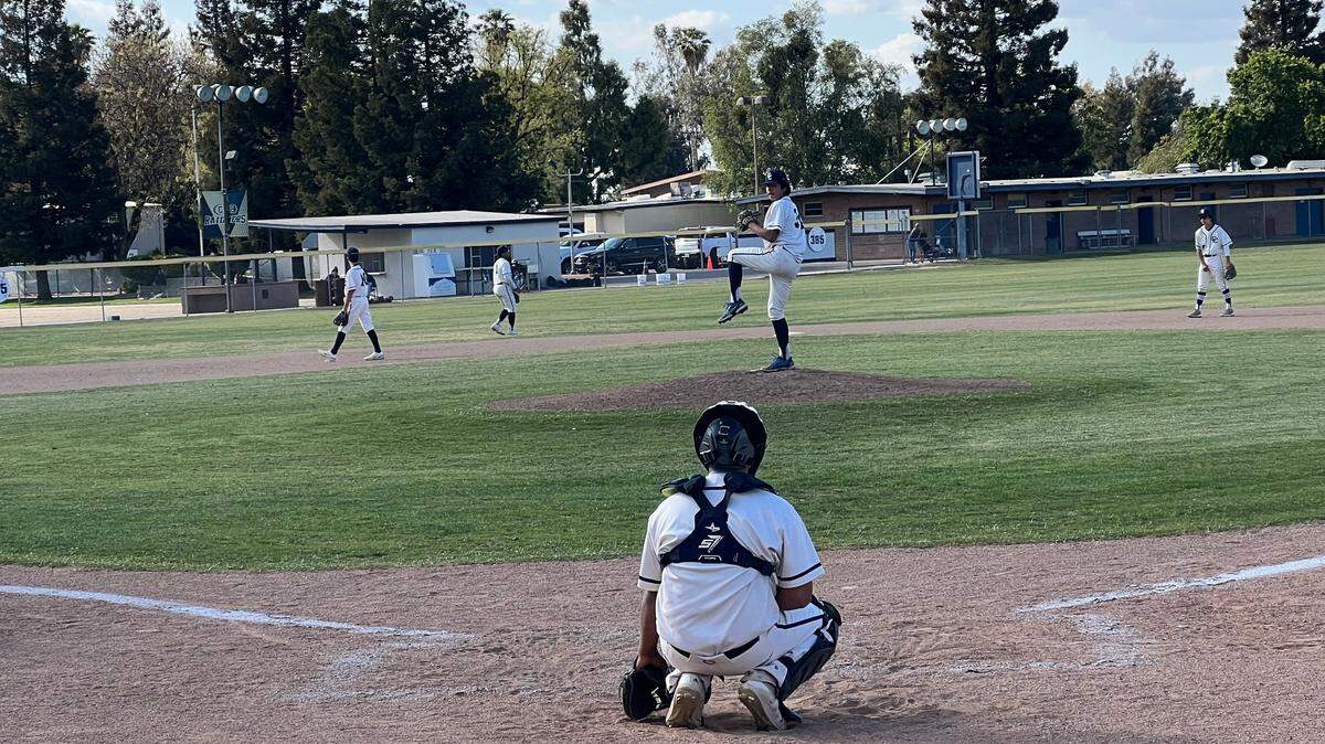 Central Catholic sophomore pitcher Adrian Garcia struck out 14 batters in Tuesday’s 2-1 win over Valley Oak League opponent Sierra.