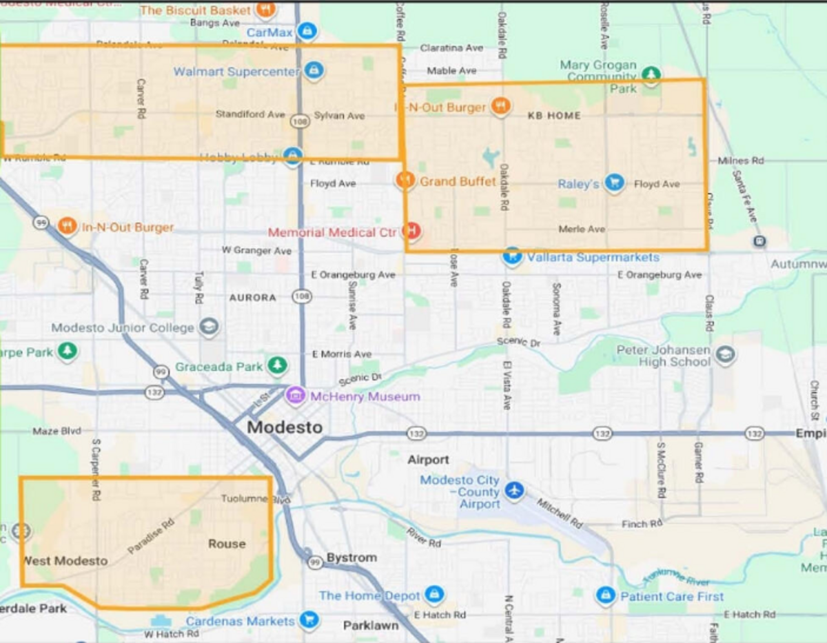 The East Side Mosquito Abatement District will spray over these zones on Tuesday evening.