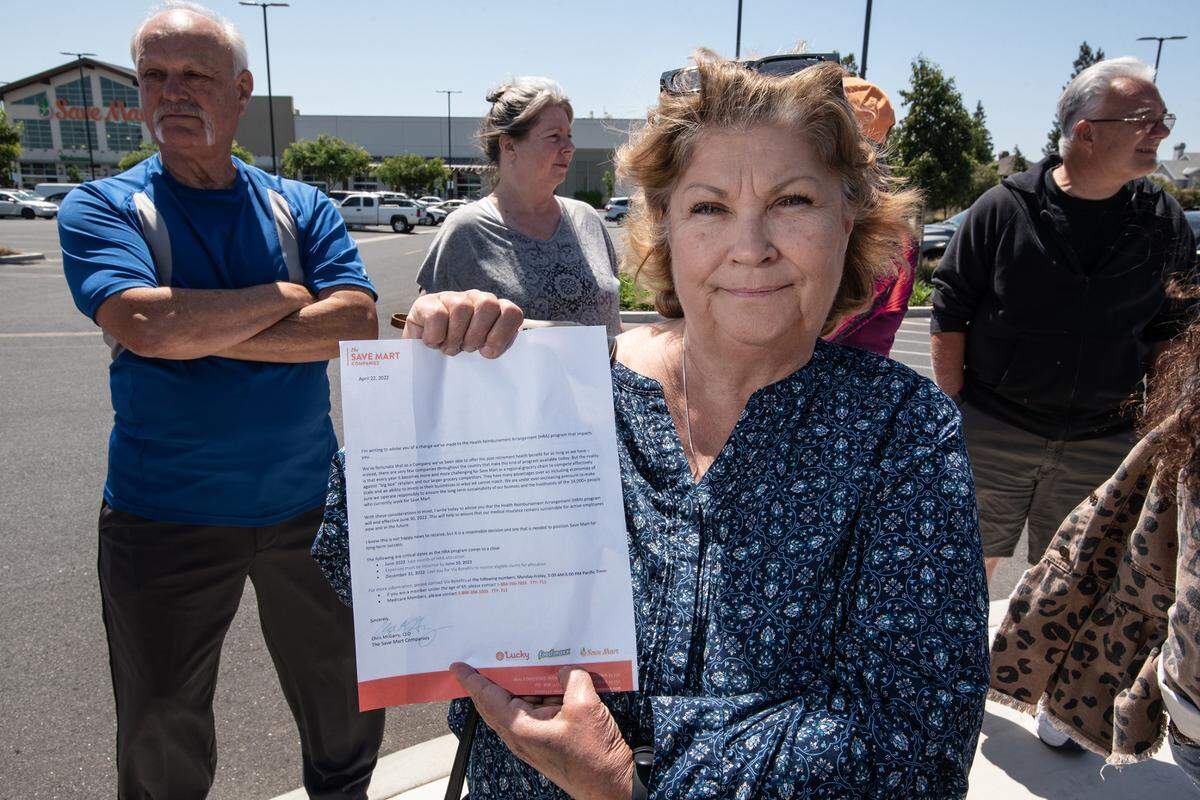 Vickie Del Re is one of hundreds of Save Mart companies retired workers who received a letter from the company stating they will no longer fund the retiree benefit program. Photographed in Modesto, Calif., on Tuesday, May 3, 2022.
