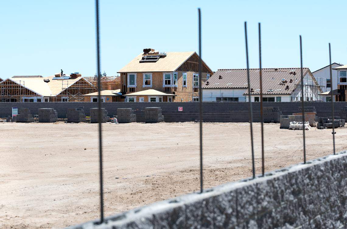 New housing construction at Founders Point by Florsheim and Fitzpatrick Homes on Carver Road in Modesto, Calif., on Saturday, May, 14, 2022.