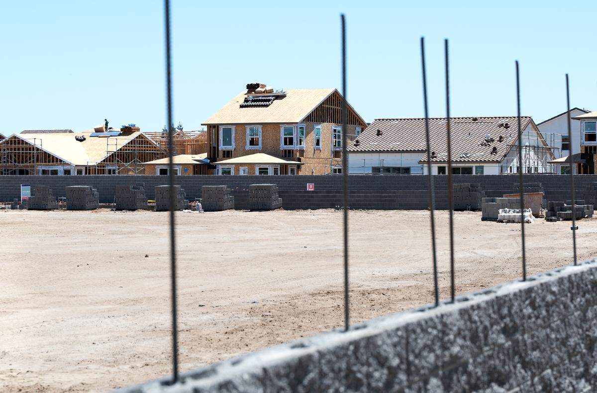 New housing construction at Founders Point by Florsheim and Fitzpatrick Homes on Carver Road in Modesto, Calif., on Saturday, May, 14, 2022.