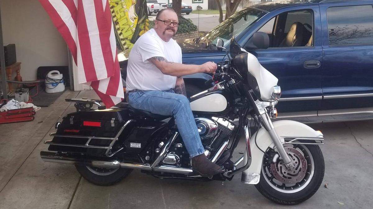 Tim White of Denair died Saturday “doing one of his favorite things,” riding his Harley-Davidson in Calaveras County, his daughter posted on Facebook. White, seen here in a photo he posted in January, was a retired employee of Stanislaus County Behavioral Health and Recovery Services.