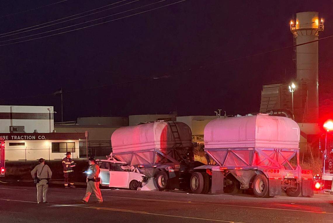 The driver was killed and three passengers were badly hurt in a crash in the 4 a.m. hour Sunday, July 9, 2023, in the Beard Industrial Park in Modesto.