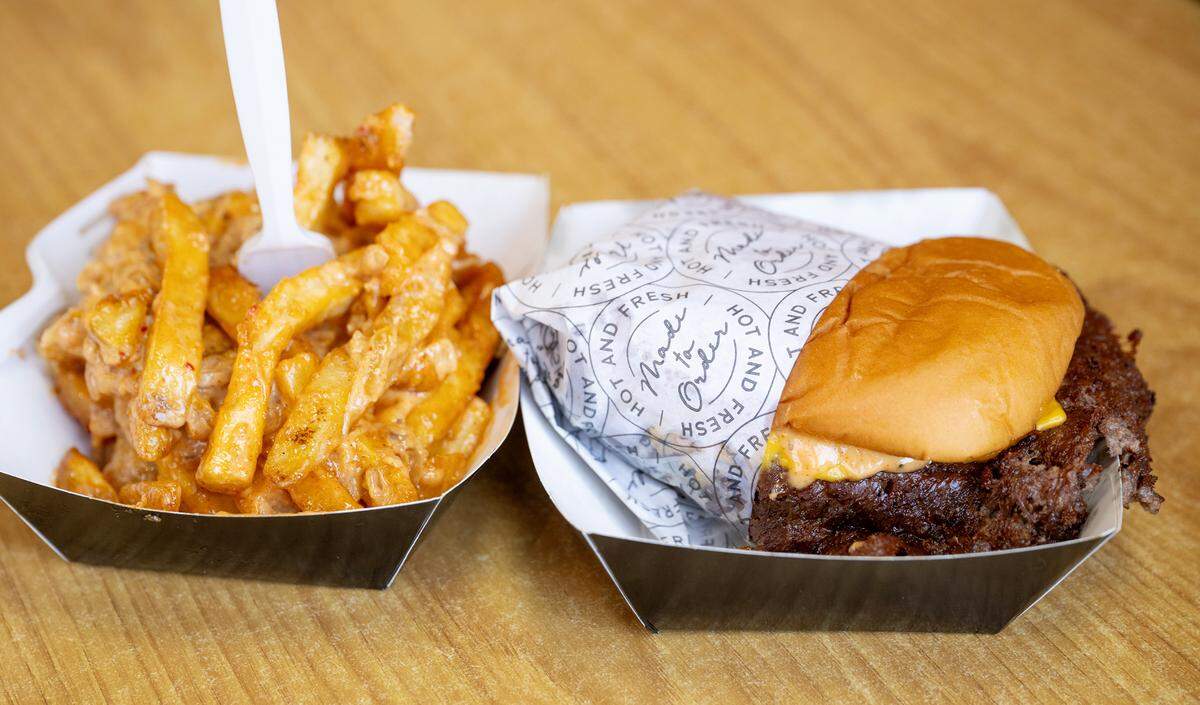 Bros fries with a Bros Classic at Smash Bros Burgers in Merced, Calif., Tuesday, March 25, 2025.