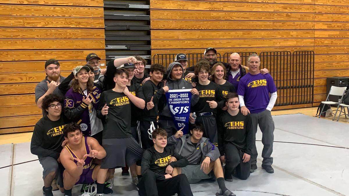 Escalon High School took first place in Division V at the Sac-Joaquin Section Team Duals Wrestling Championship at Natomas High School in Sacramento on Saturday, Jan. 29, 2022.