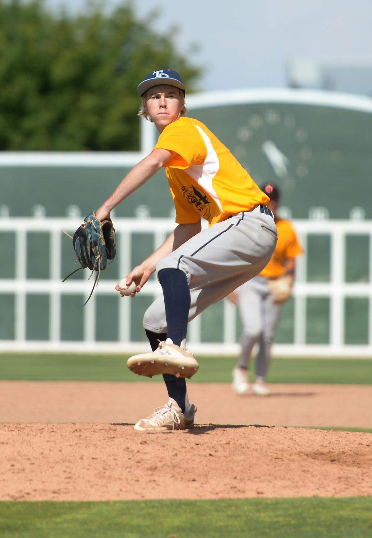 Downey High senior pitcher Wyatt Edwards delivers a pitch during the 32nd Modesto Sunrise Rotary All-Star Game at CSU Stanislaus on Saturday, June 8, 2024.