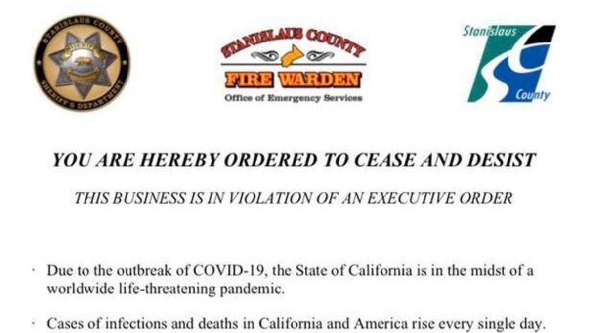 Above is a portion of the letter that will be sent to nonessential businesses that have been reported still operating amid the coronavirus lockdown.