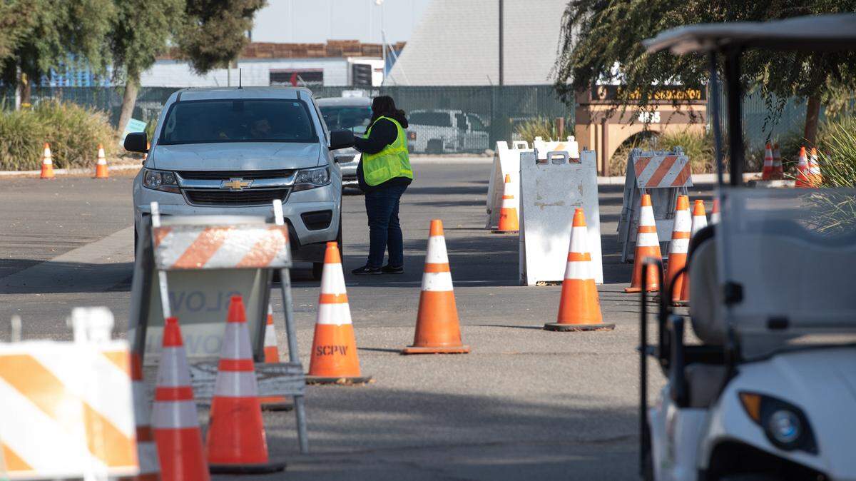 COVID-19 drive-up testing site in Salida, Calif., on Tuesday, Nov. 10, 2020.
