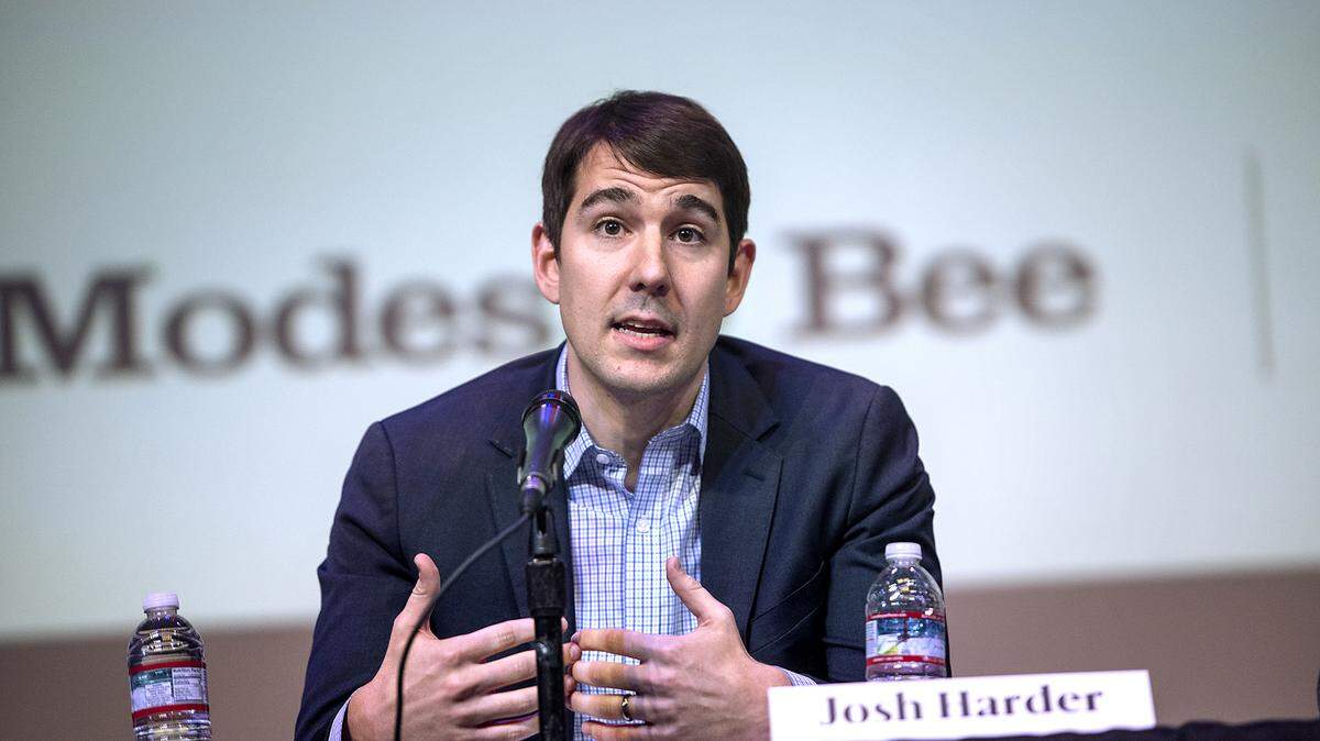 Democratic incumbent, Josh Harder of Turlock answers a question during the 10th Congressional District debate ÒDebate at the StateÓ at the State Theatre in Modesto, Calif., on Wednesday, Jan. 22, 2020.