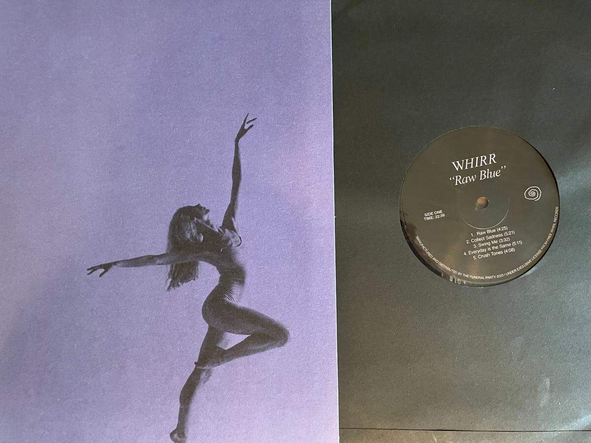 Album ‘Raw Blue,’ by the band Whirr, released in 2025 on Free Whirl Records.