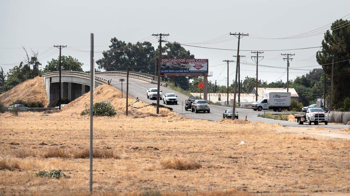 The site of the future Ceres Gateway Center on the northwest corner of Mitchell Road and Highway 99 is pictured July 26, 2021.
