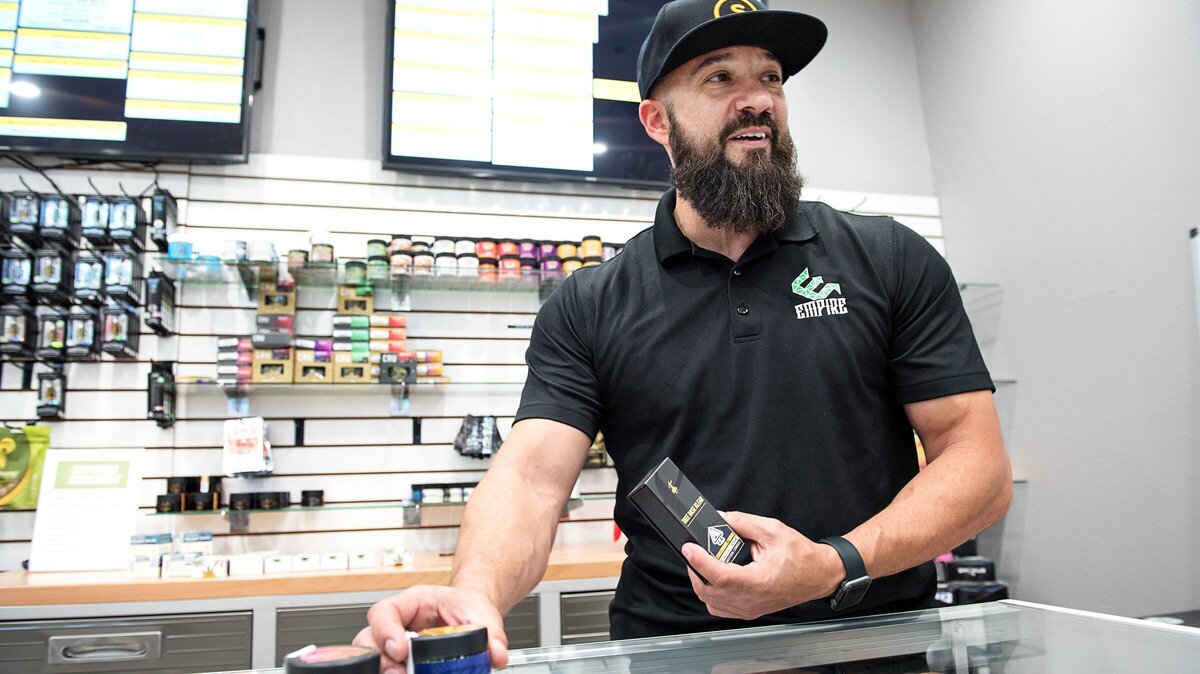 General manager Doug Mutoza at Empire Health and Wellness dispensary in Empire, Calif., on Friday, September 7, 2018.