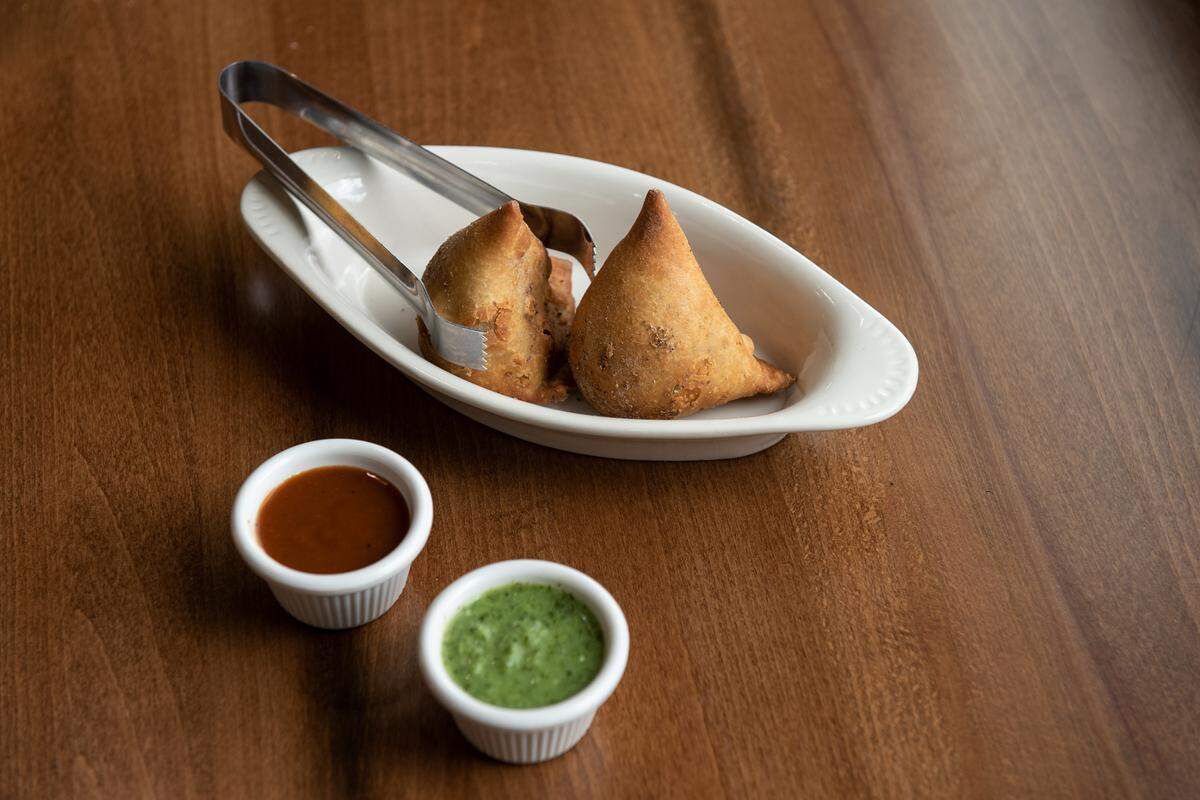 Hand made samosa at Tandoori Flame restaurant in Patterson, Calif., on Friday, April 22, 2022.