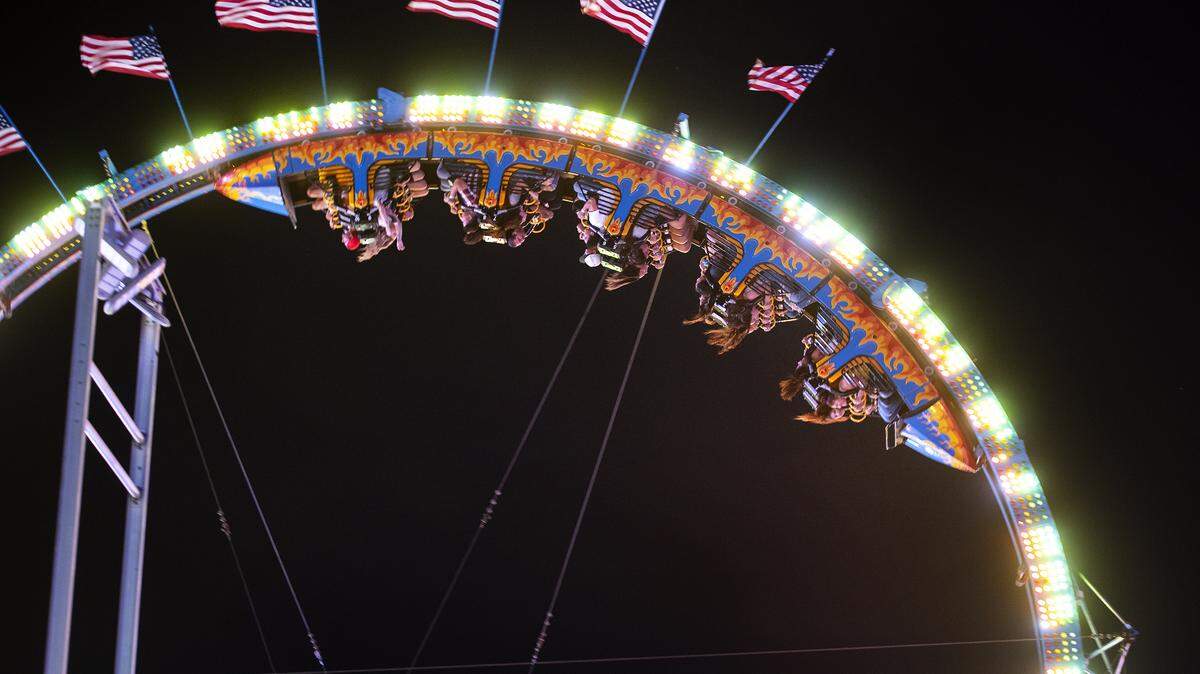 Ring of Fire ride at the Stanislaus County Fair in Turlock, Calif., Friday, July 12, 2019.