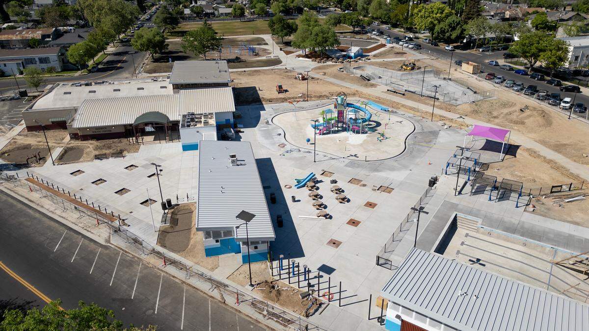 Renovations continue at Cesar Chavez Park Park in Modesto, Sunday, March 22, 2026.