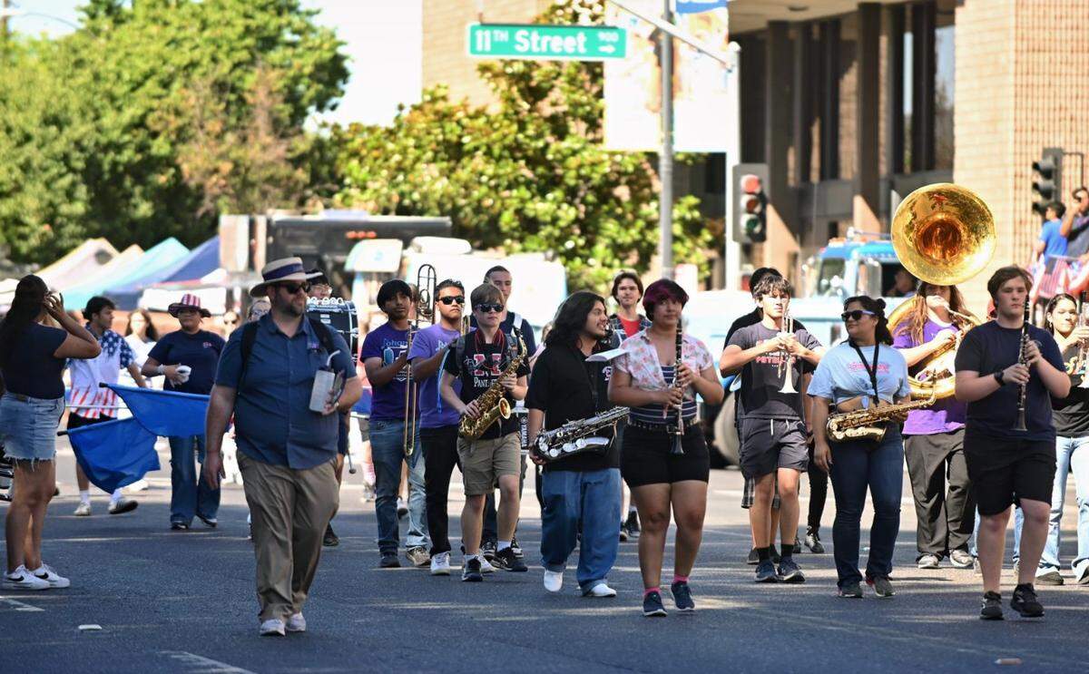Members of the Modesto City School band during the 152nd Annual Modesto Fourth of July Parade on Friday, July 4, 2025.