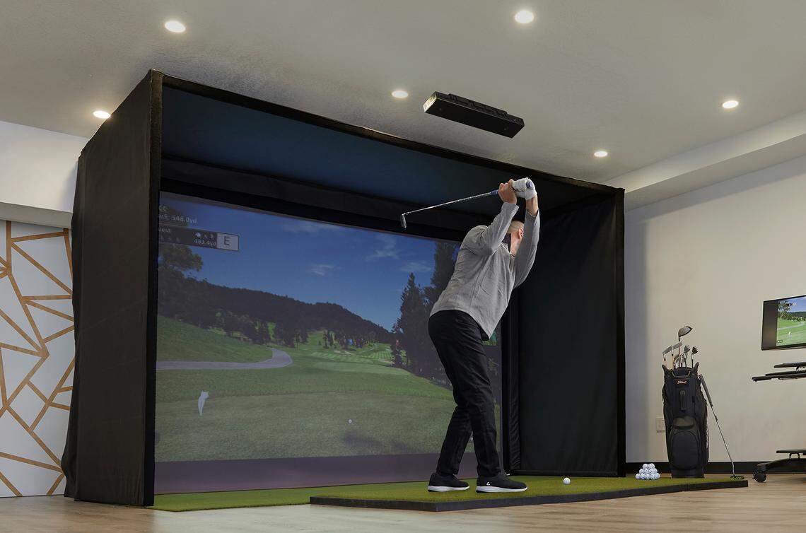 The Uneekor golf simulator system that will be used by the new Swing Center indoor golf and pro center under construction in Modesto, Calif.