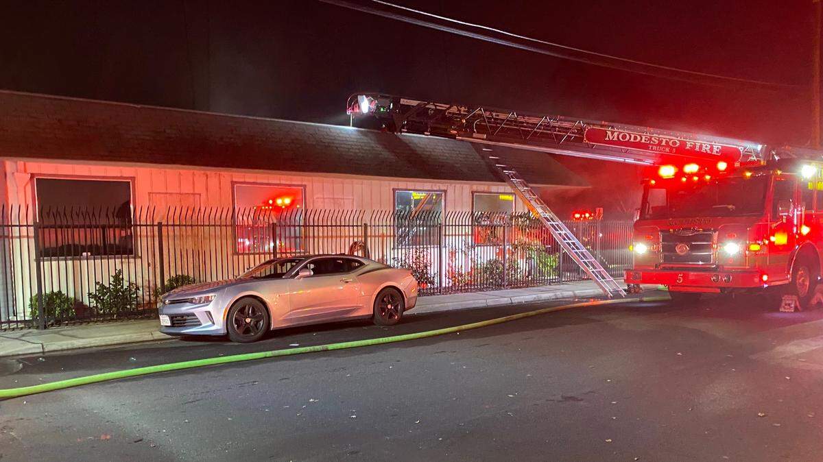 A McHenry Avenue plumbing and electrical business was spared major damage when a fire did not spread through its interior Sunday morning, the Modesto Fire Department reported.