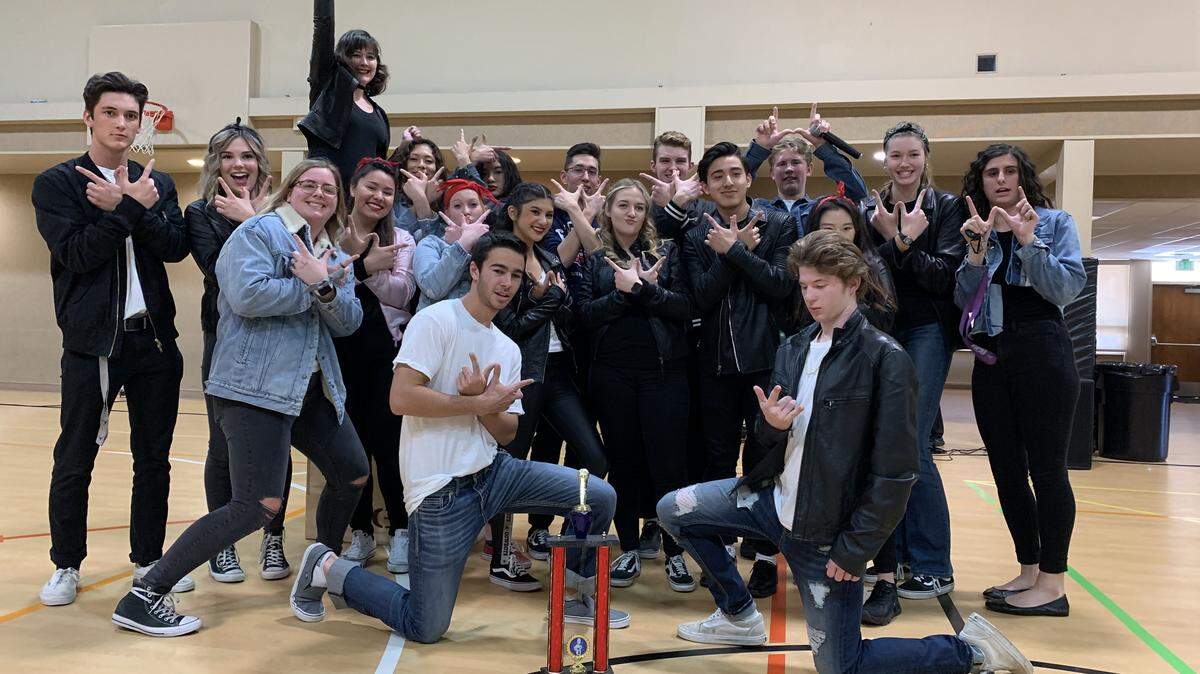The class of 2020 at Turlock Christian High School celebrate winning the school’s lip sync battle in January 2020.