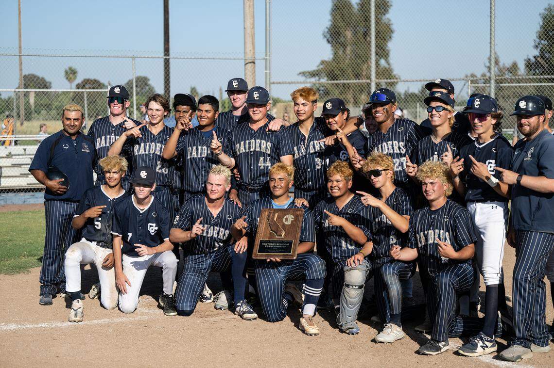 Central Catholic beat Oakmont for the NorCal Divisoin III baseball title in Modesto, Calif., Saturday, June 3, 2023. . The Raiders won VOL, section and Northern California championships.
