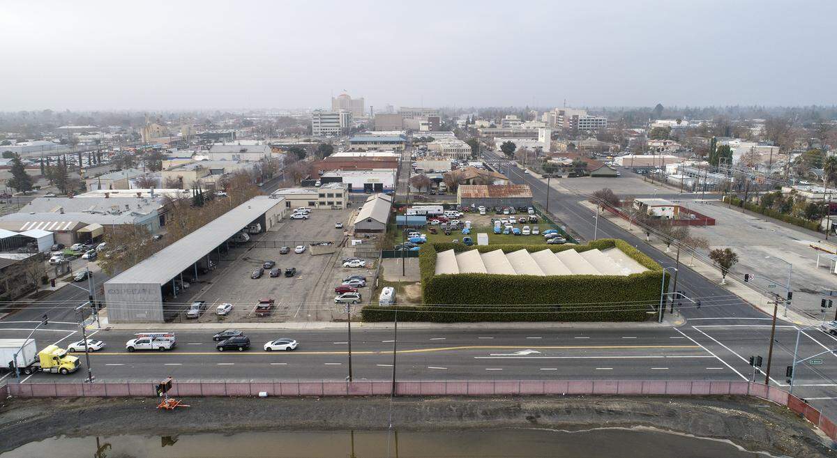 Location for proposed sports stadium would extented from 10th and D Streets to F and 12th Streets. Photographed in Modesto, Calif., on Tuesday, Dec. 21, 2021.