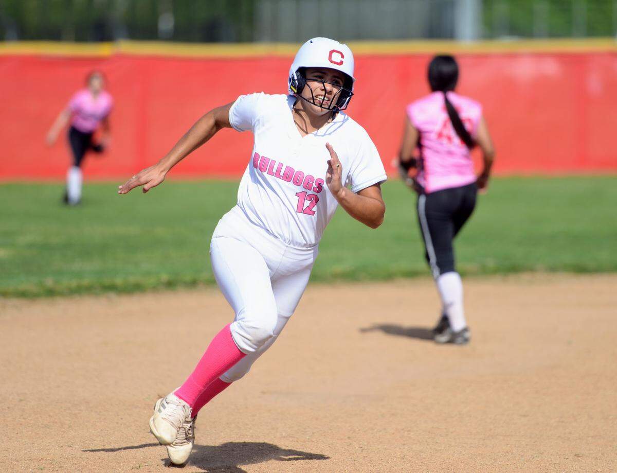 Ceres’ Ava Montesdeoca runs the bases during a Western Athletic Conference matchup against Pacheco at Ceres High in Ceres, Calif. on Thursday, April 25, 2024.
