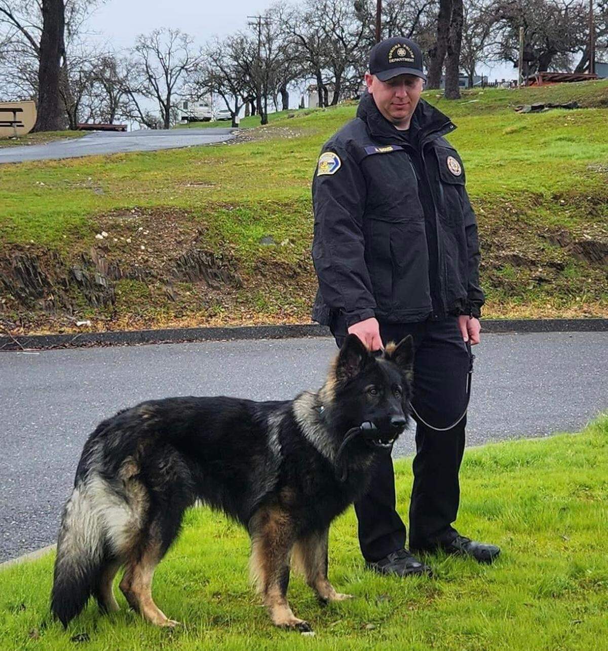 Ridge, Sonora PD’s new K9 officer, and his handler. The Police Department declined to provide the handler’s name.