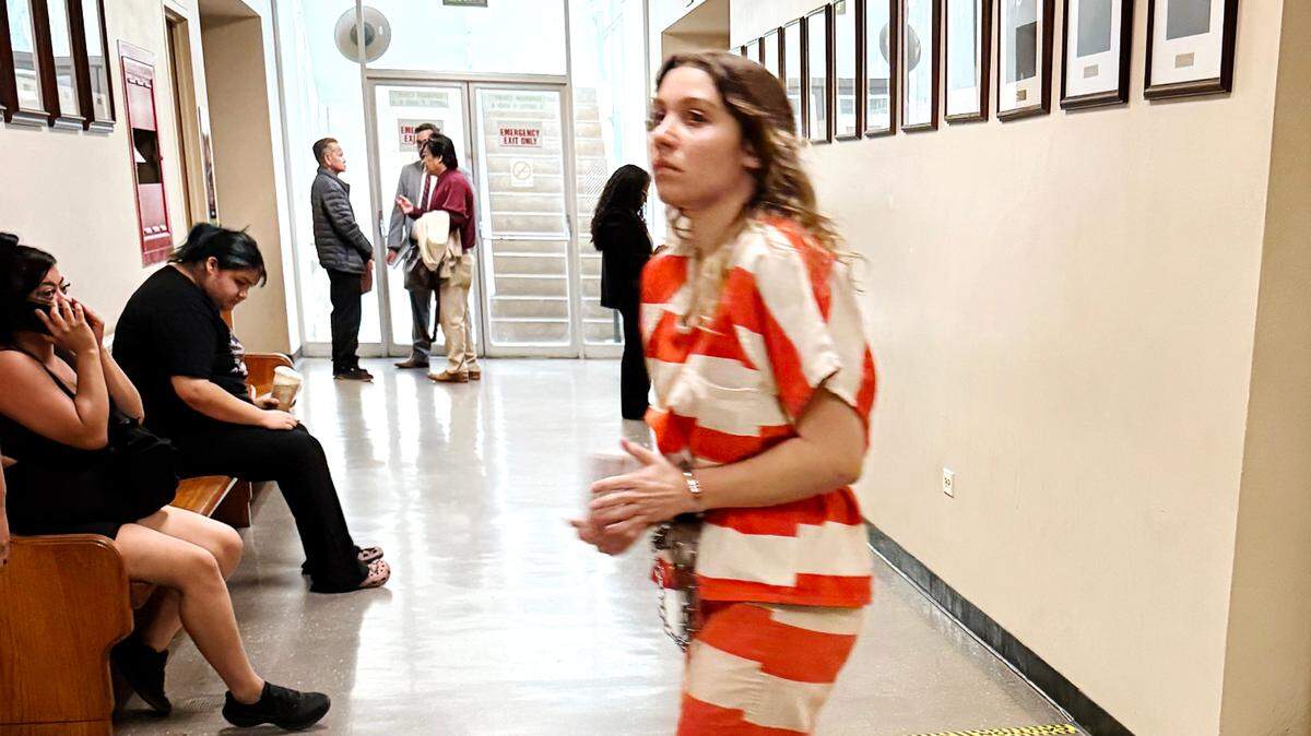 Juliette Acosta, 26, escorted from Stanislaus County Superior Court on Monday, June 30, 2025.
