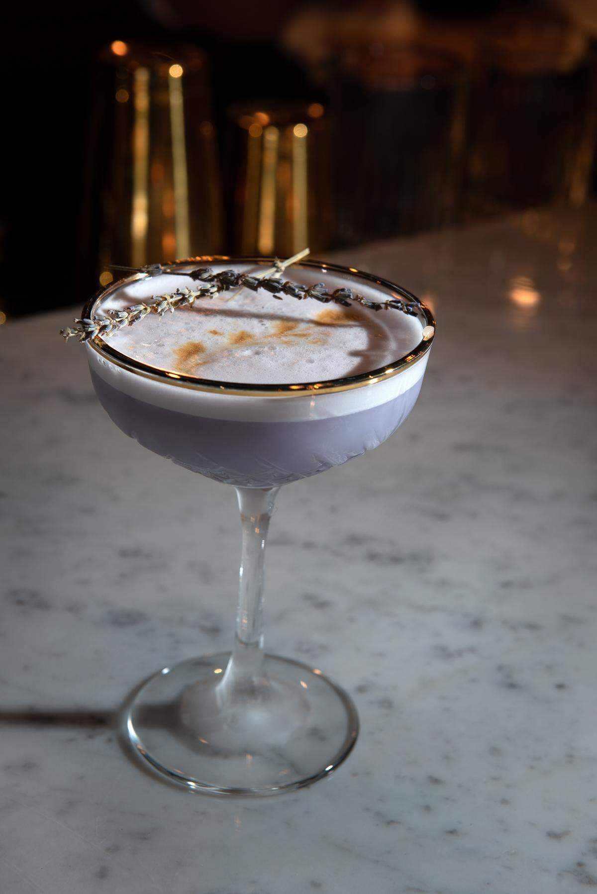 Lavender gin fizz cocktail at the Falcon’s Lair in Ripon, Calif., Thursday, March 30, 2023.