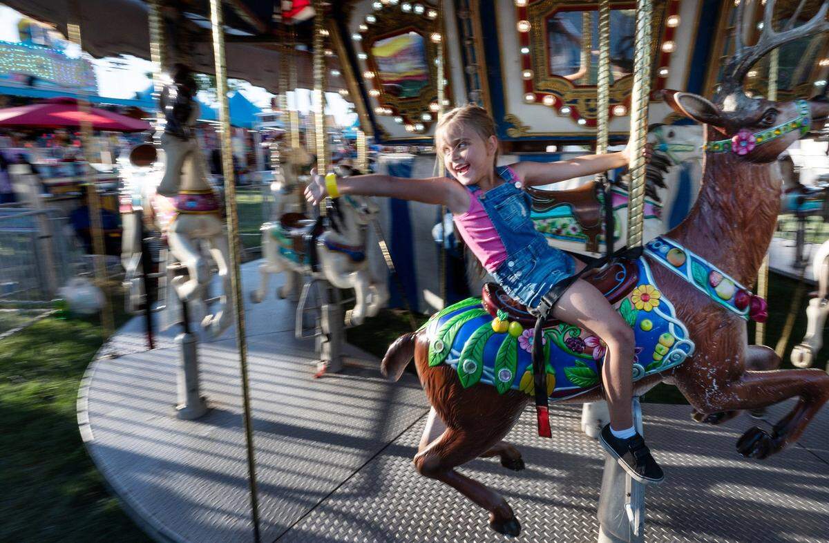 The carousel at the Stanislaus County Fair in Turlock, Calif., Friday, July 7, 2023.
