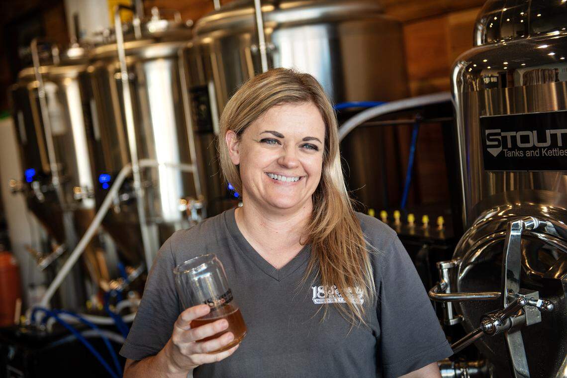 Founder and owner Bridgette Berry at 18Seventy Brewing Co. in Modesto, Calif., on August 12, 2020.