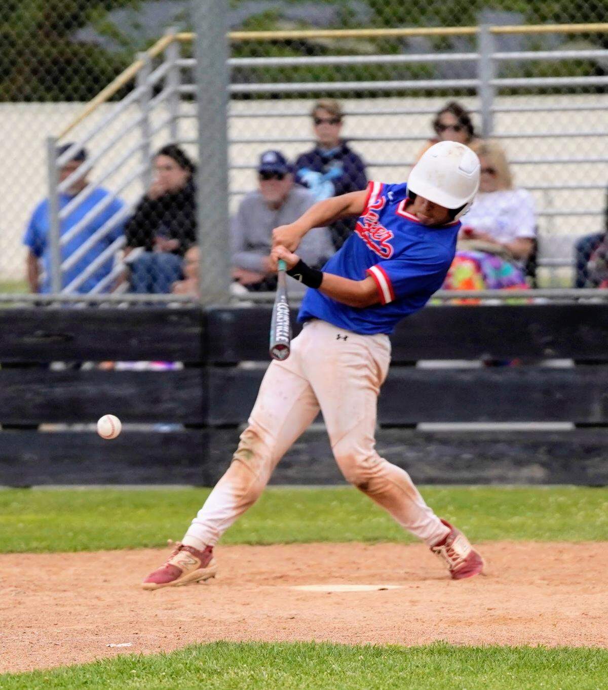 Beyer’s John Capous hits a pitch during the championship game of the Windemuth Tournament against Downey at Modesto High School on Thursday, April 24, 2025.