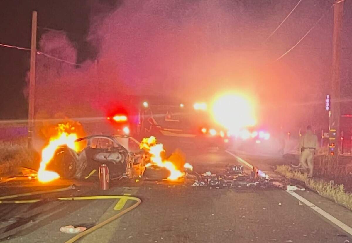 Scene of the fatal crash on Ladd Road north of Modesto on Saturday night, June 27.