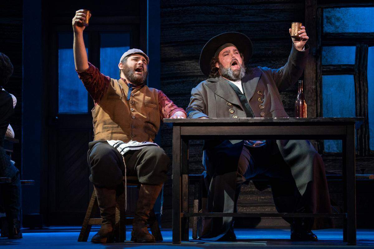 Jonathan Hashmonay (Tevye) and Andrew Hendrick (Lazar Wolf) in "Fiddler on the Roof."