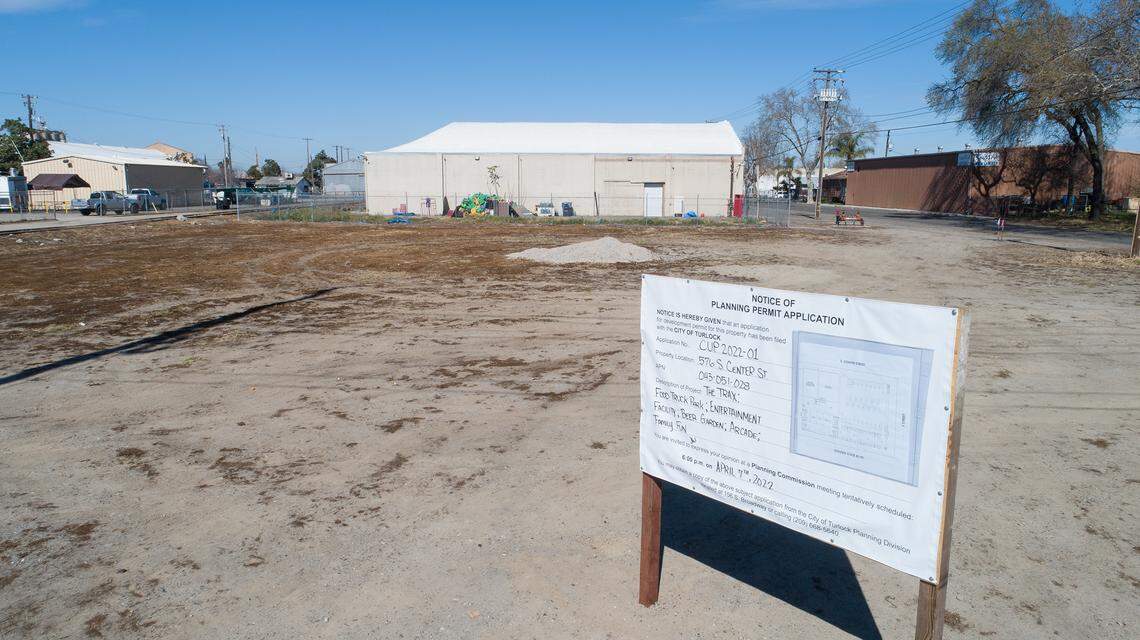 New food truck court & entertainment park Trax is being planned in Turlock CA, near downtown Turlock, Calif. Photographed on Wednesday, March 9, 2022. Food trailers, other food vendors, market, entertainment planned on South Center Street and Golden State Boulevard.