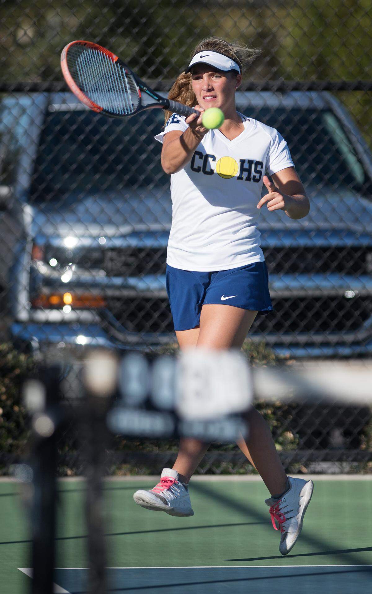 Central Catholic sophomore Colleen Ballatore is the Bee’s Girls Tennis Player of the Year after leading the Raiders to a CIF Sac-Joaquin Section Div. IV title. Bellatore is pictured here competing on Nov. 6, 2018.