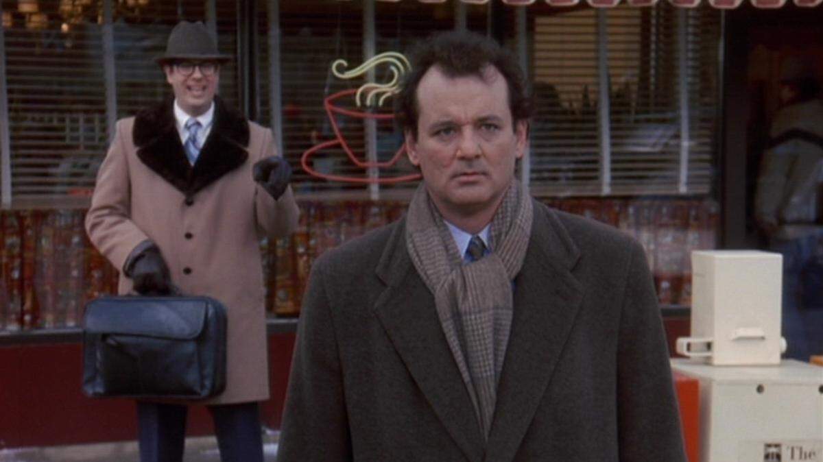 Bill Murray stars as a TV weatherman caught up in a crazy time loop in Harold Ramis’ 1993 classic, ‘Groundhog Day.’