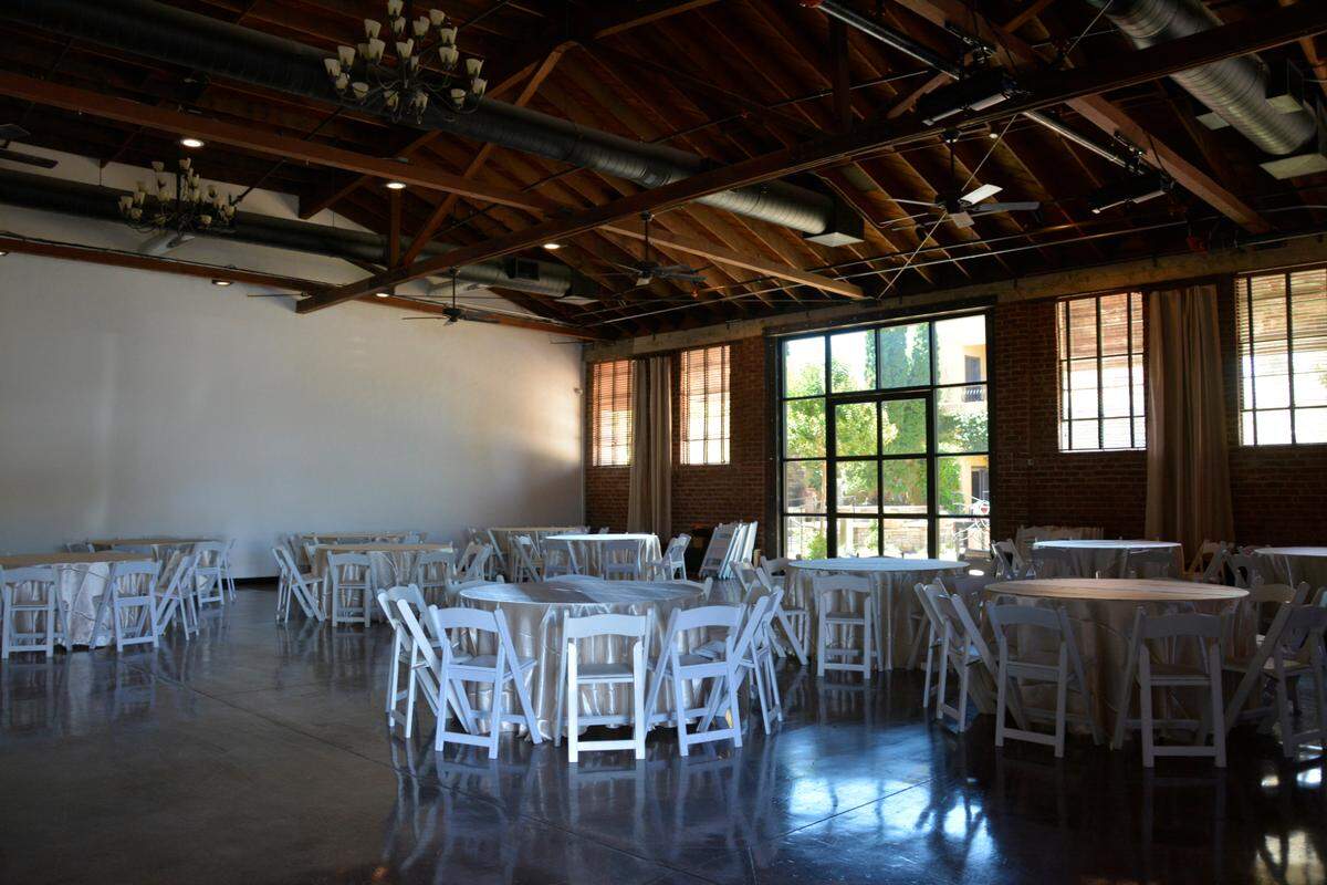 The banquet hall inside the new Redwood Cafe coming to Oakdale, Calif. May 27, 2021.