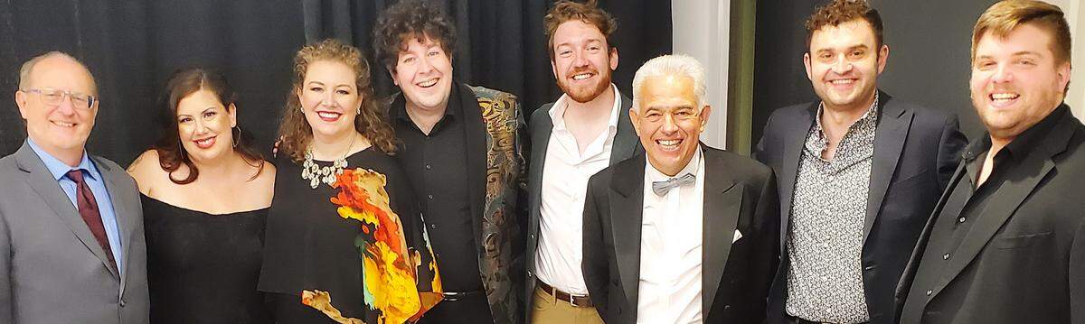 Opera Modesto General Director Roy Stevens, left, and other performers helped the Sacramento Philharmonic and Opera stage “The Barber of Seville” after several cast members tested positive for COVID-19 on May, 7, 2022. Left to right after Stevens are Marina Harris, Liisa Dávila, Spencer Reichman, Tim Murray, Christoph Campestrini, Alex Soare and Victor Cardamone.