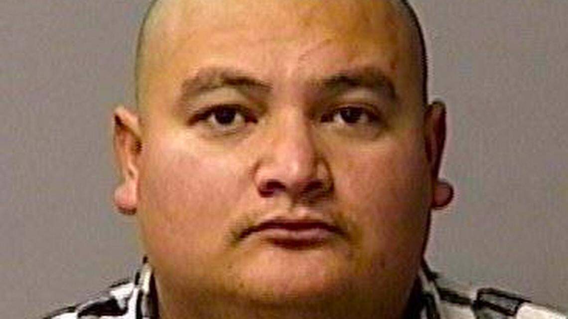 The booking mug of Paulo Virgen Mendoza, 32, who was arrested Dec. 28 near Bakersfield, California, in connection with the shooting death of Newman Police Department Corporal Ronil Singh on Wednesday, Dec. 26, 2018.