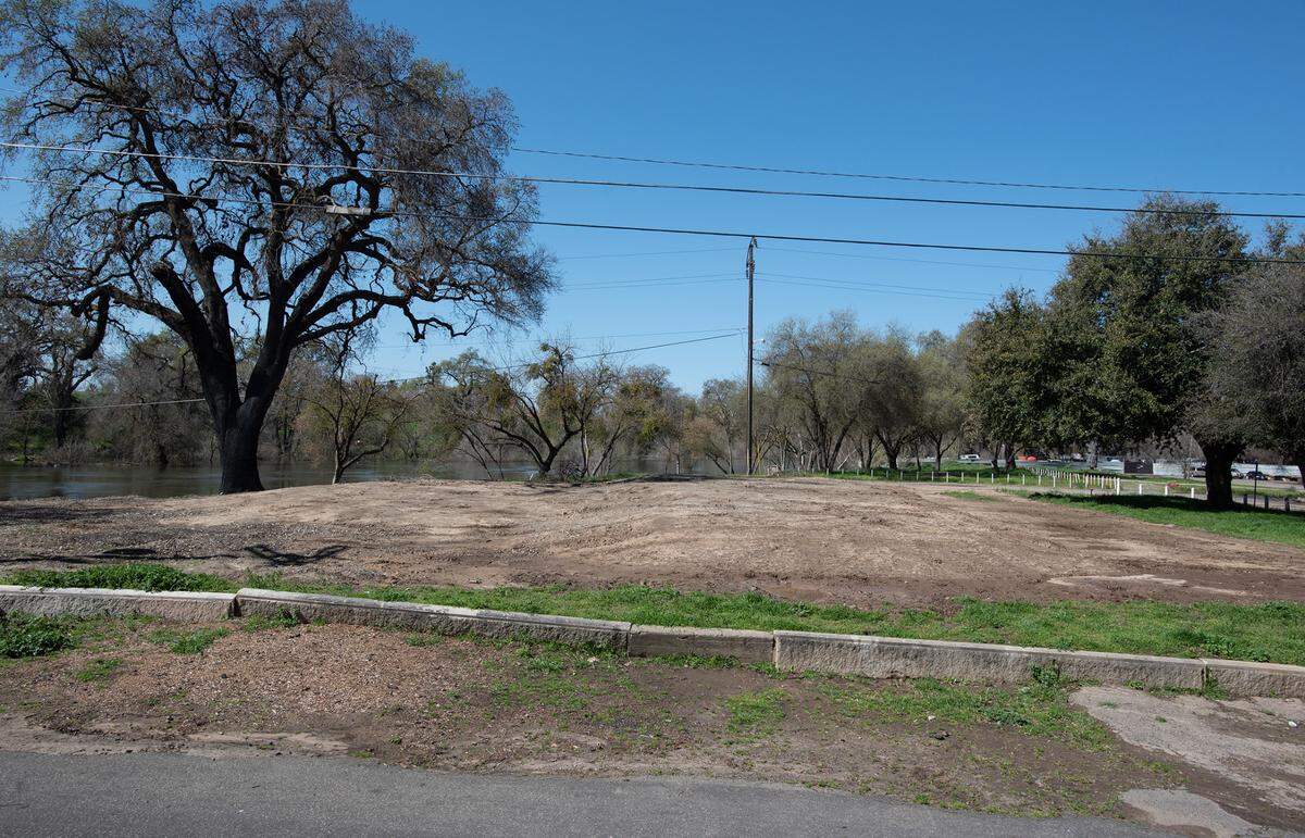 The site where the American Legion Memorial Hall once stood in Tuolumne River Regional Park in Modesto, Calif., Thursday, March 16, 2023.