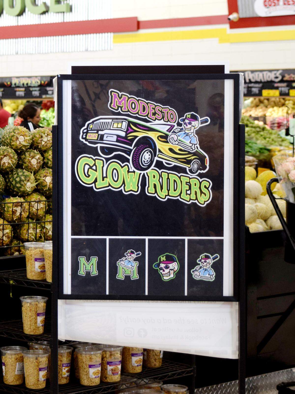 One of the logos presented at a press conference announcing the name of a new Modesto-based Pioneer Baseball League team in Ceres, Monday, Nov. 10, 2025.