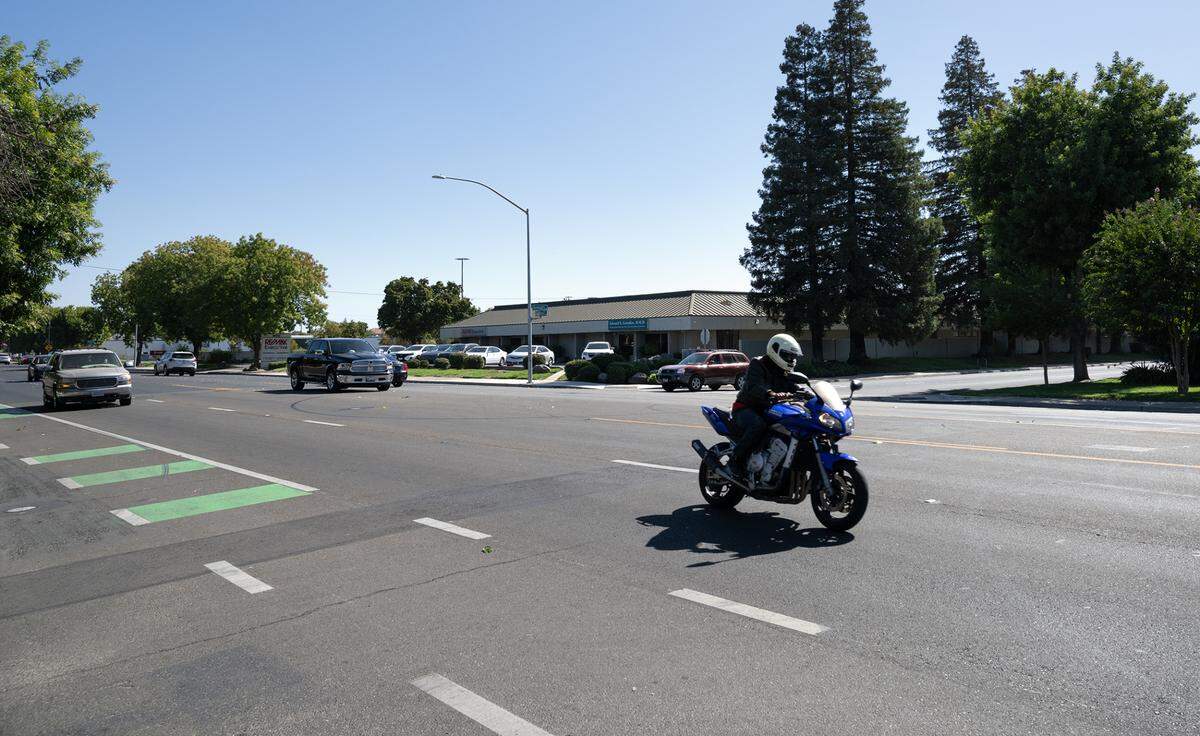 Modesto police say a driver struck and killed a 59-year-old man as he crossed Standiford Avenue near Sherwood Avenue Tuesday night in Modesto Calif., Oct. 10, 2023.
