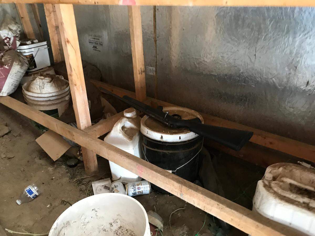 A firearm was found in an outbuilding during a warrant search by Stanislaus County deputies on Olivera Road in south Modesto on Thursday, April 28, 2022.
