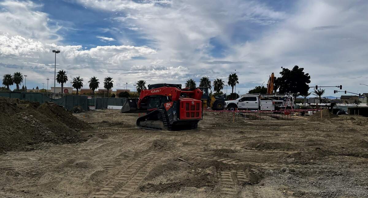 Construction crews work on building a new Chick-fil-A in Lathrop, Calif., on Sept. 18, 2024.