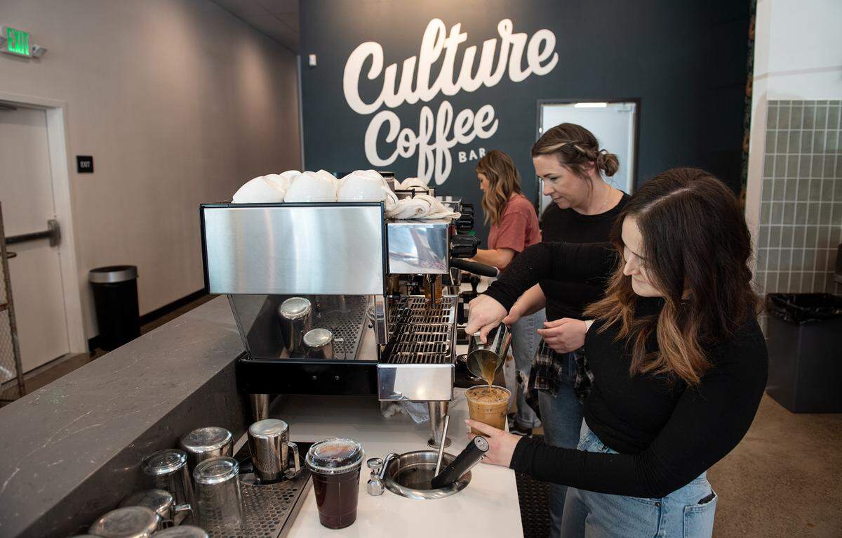 Emilee Hutzler, makes a coffee drink at Culture Coffee Bar on McHenry Avenue in Modesto, Calif., on Tuesday, March 22, 2022.
