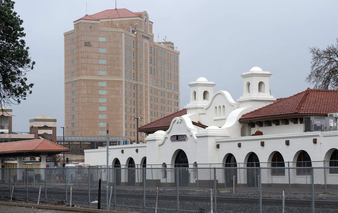 Modesto Transit Center in Modesto, Calif., Friday, March 10, 2023. Remodeling of the transit center began in late 2021.